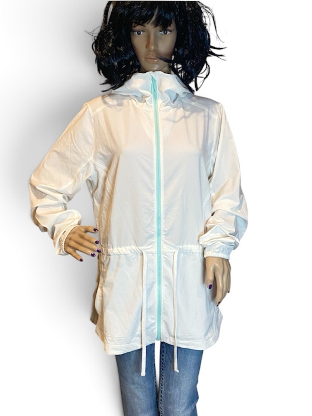 Duluth Pier Genius Shirt Jacket Windbreaker Shacket Hooded White Size Large EUC